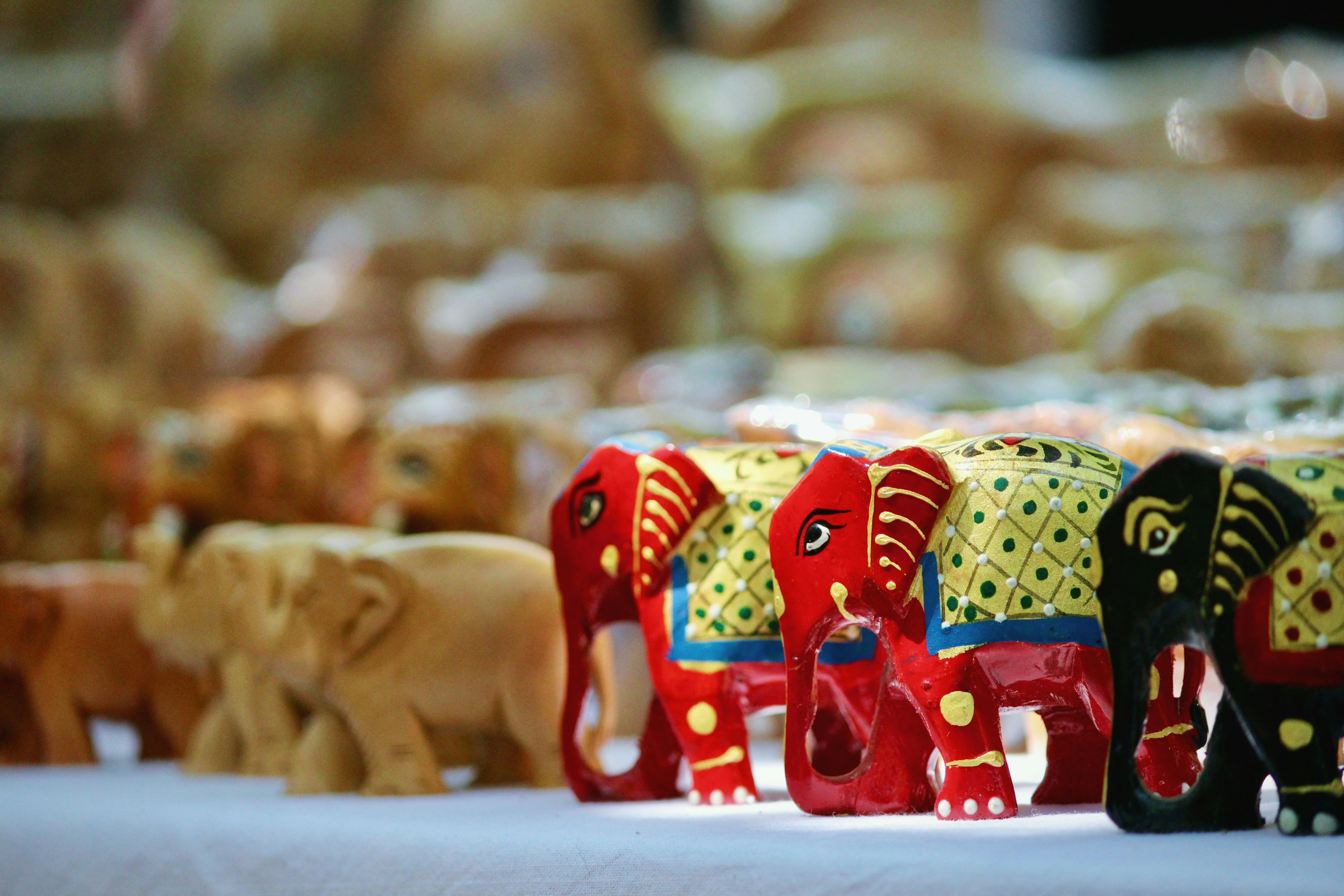 Hand-painted Ceramic Elephant Trio