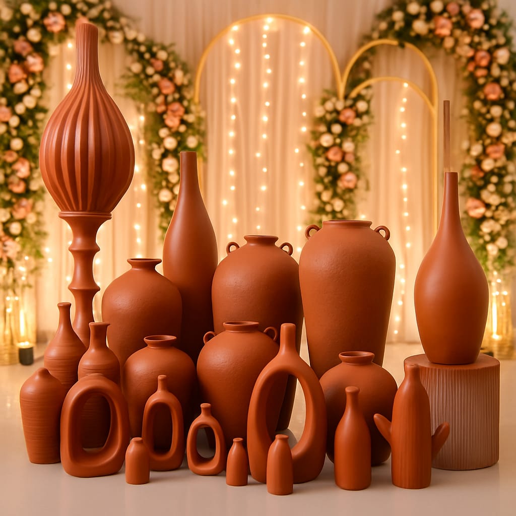 Premium Terracotta Decorative Vase Set for Wedding & Event Decoration