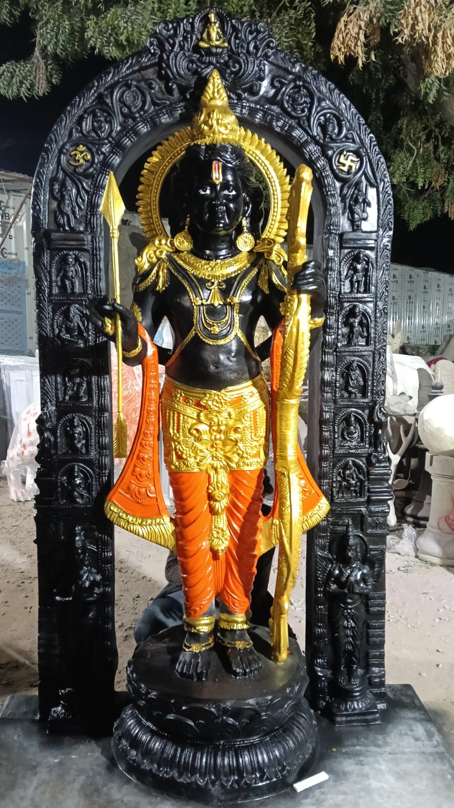 Handcrafted Fiber Lord Shri Ram Statue with Decorative Arch