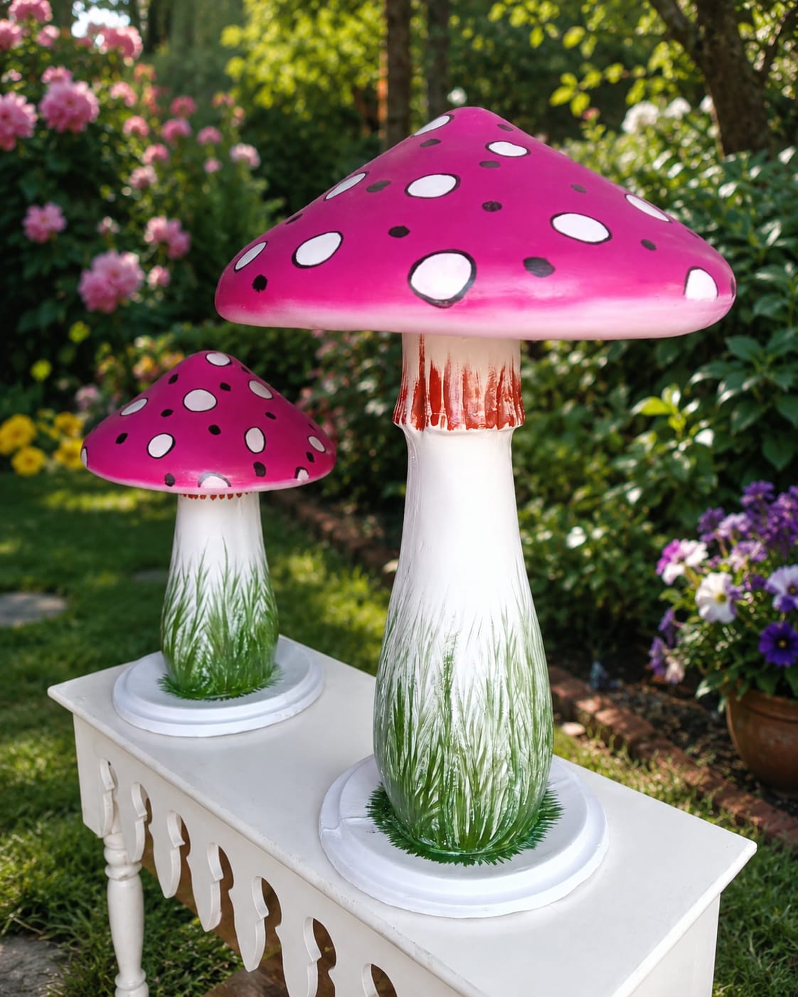 Handcrafted Fiber Decorative Mushroom Statue for Garden & Event Decoration